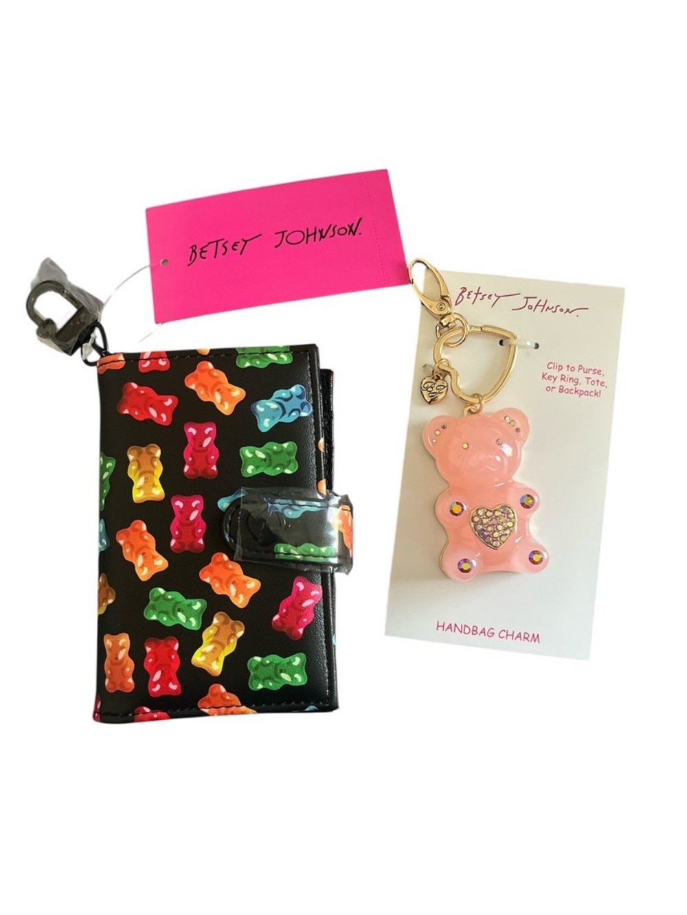 Betsey Johnson Gummy Bear Wallet & Pink Gummy Bear Bag Charm - NWT